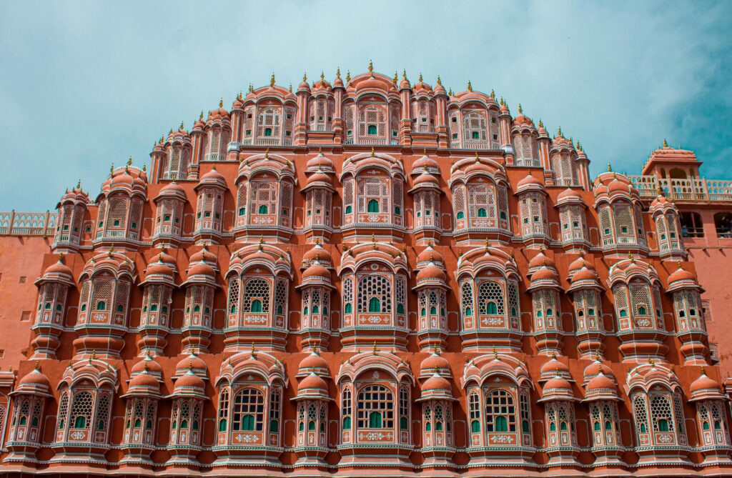 Stunning view of Hawa Mahal in Jaipur showcasing intricate Mughal architecture.( Visit in Rajasthan)